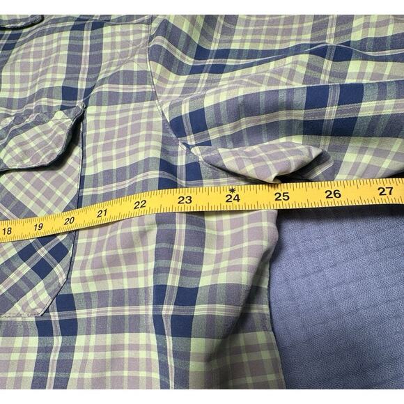 Magellan Shirt Mens Extra Large Green Plaid Mag Wick Loose Fit Untuck Fish Gear - Picture 6 of 7